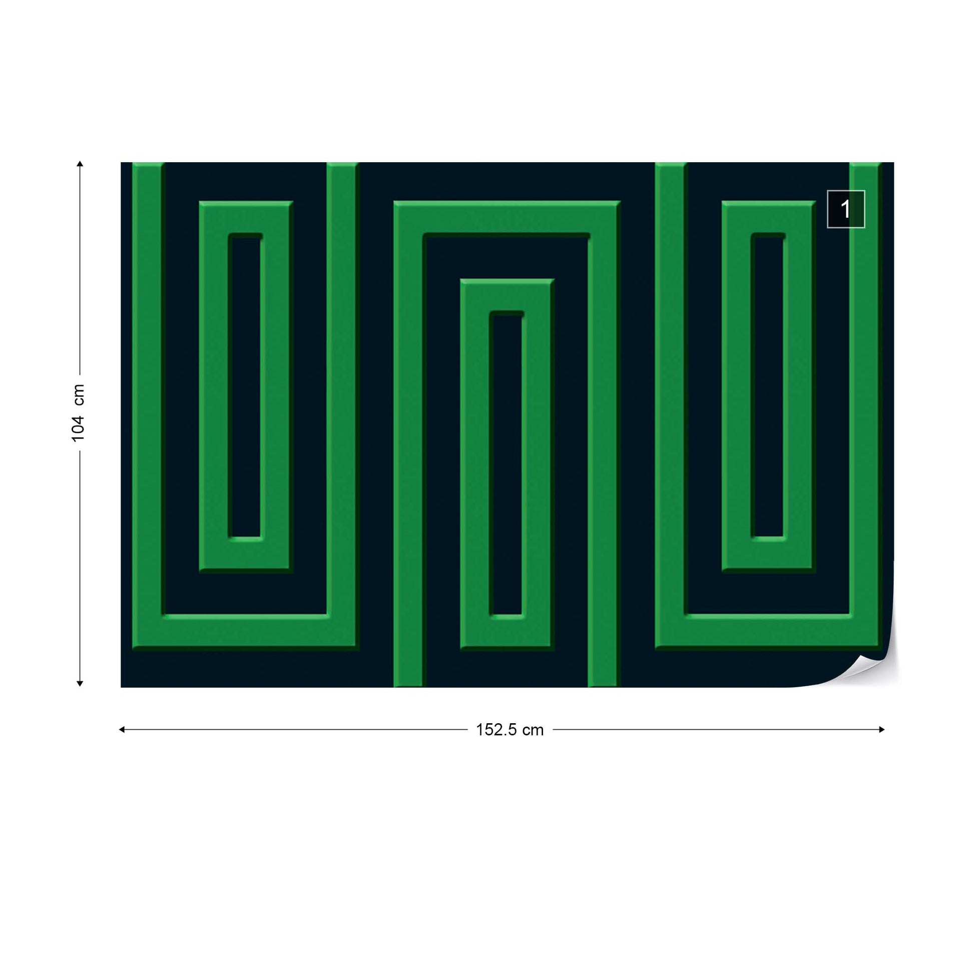 Green And Black Geometric Pattern Photo Wallpaper Wall Mural - USTAD HOME