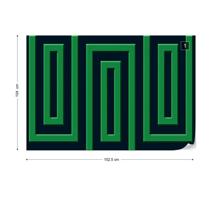 Green And Black Geometric Pattern Photo Wallpaper Wall Mural - USTAD HOME