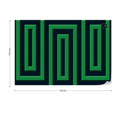 Green And Black Geometric Pattern Photo Wallpaper Wall Mural - USTAD HOME