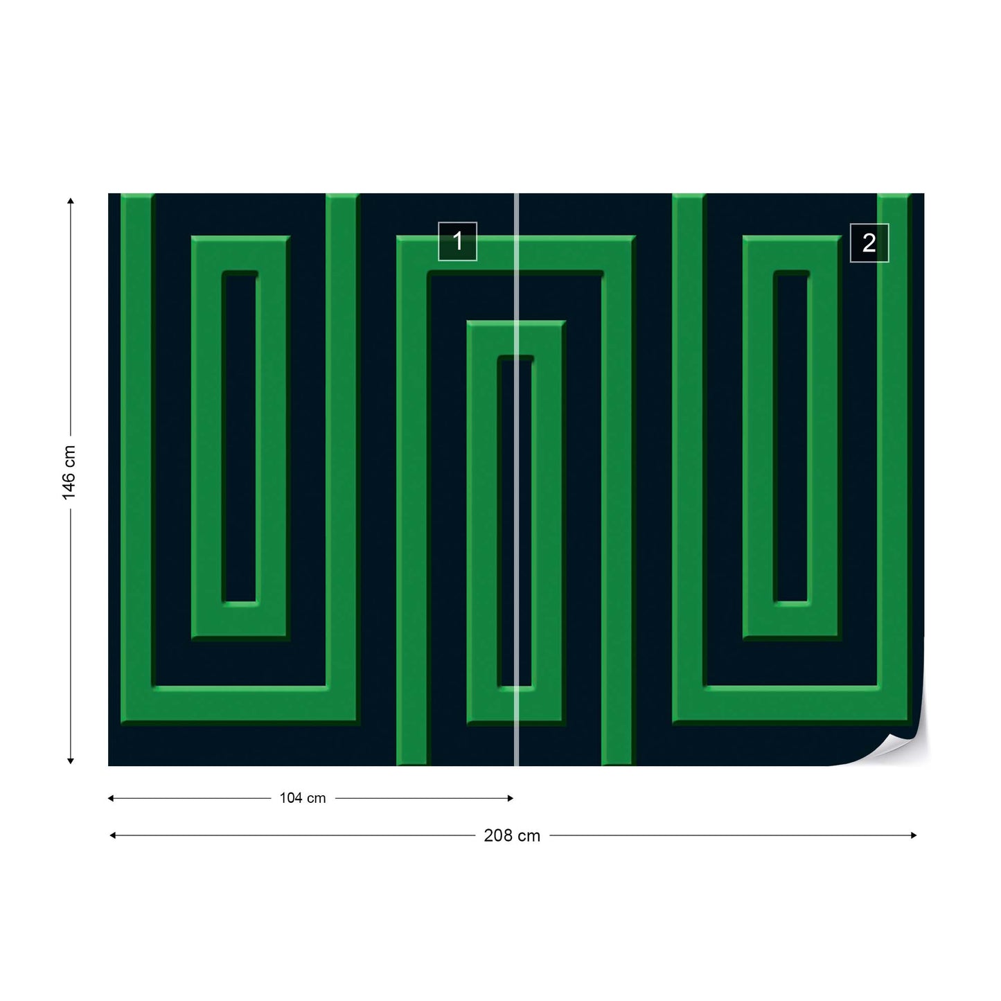 Green And Black Geometric Pattern Photo Wallpaper Wall Mural - USTAD HOME