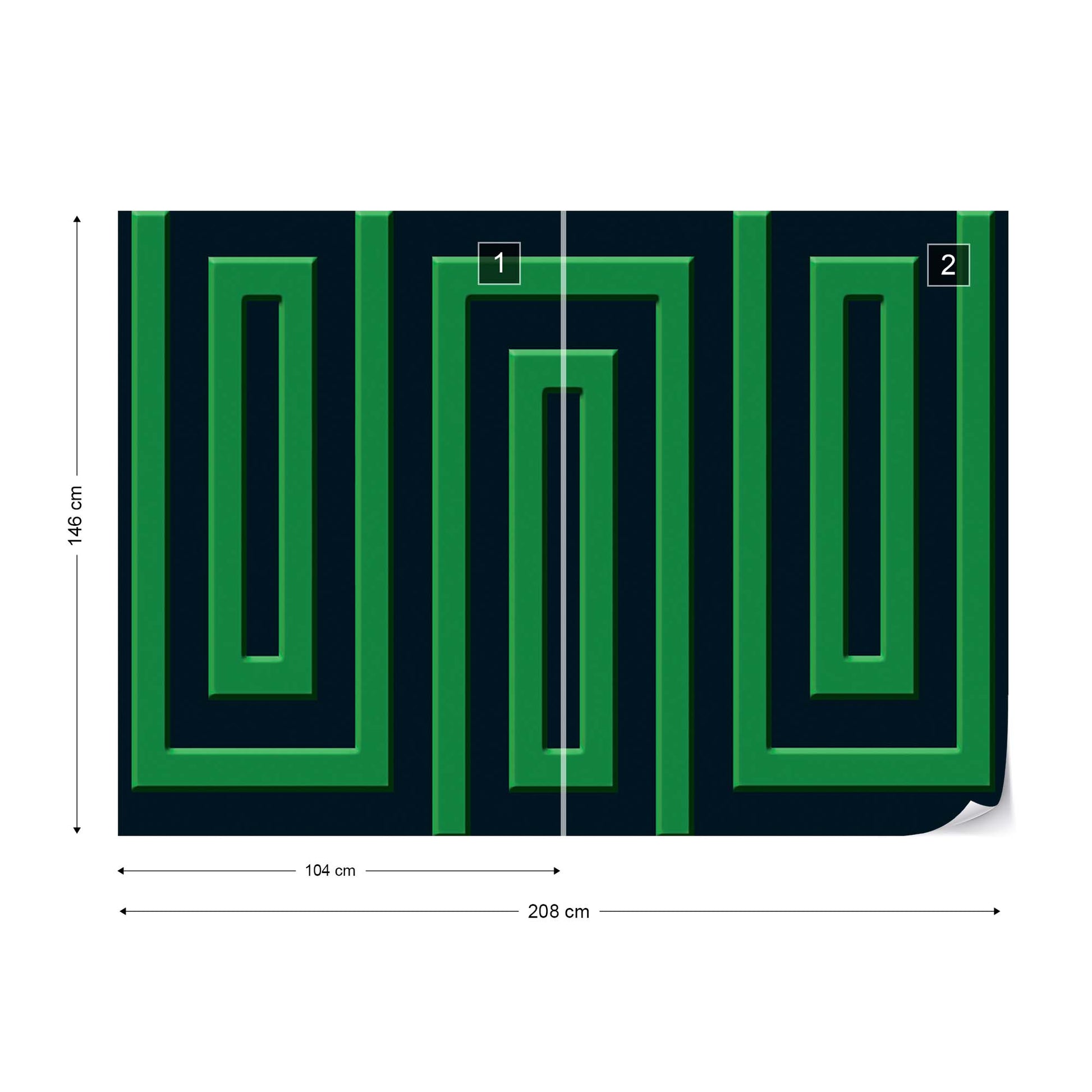 Green And Black Geometric Pattern Photo Wallpaper Wall Mural - USTAD HOME