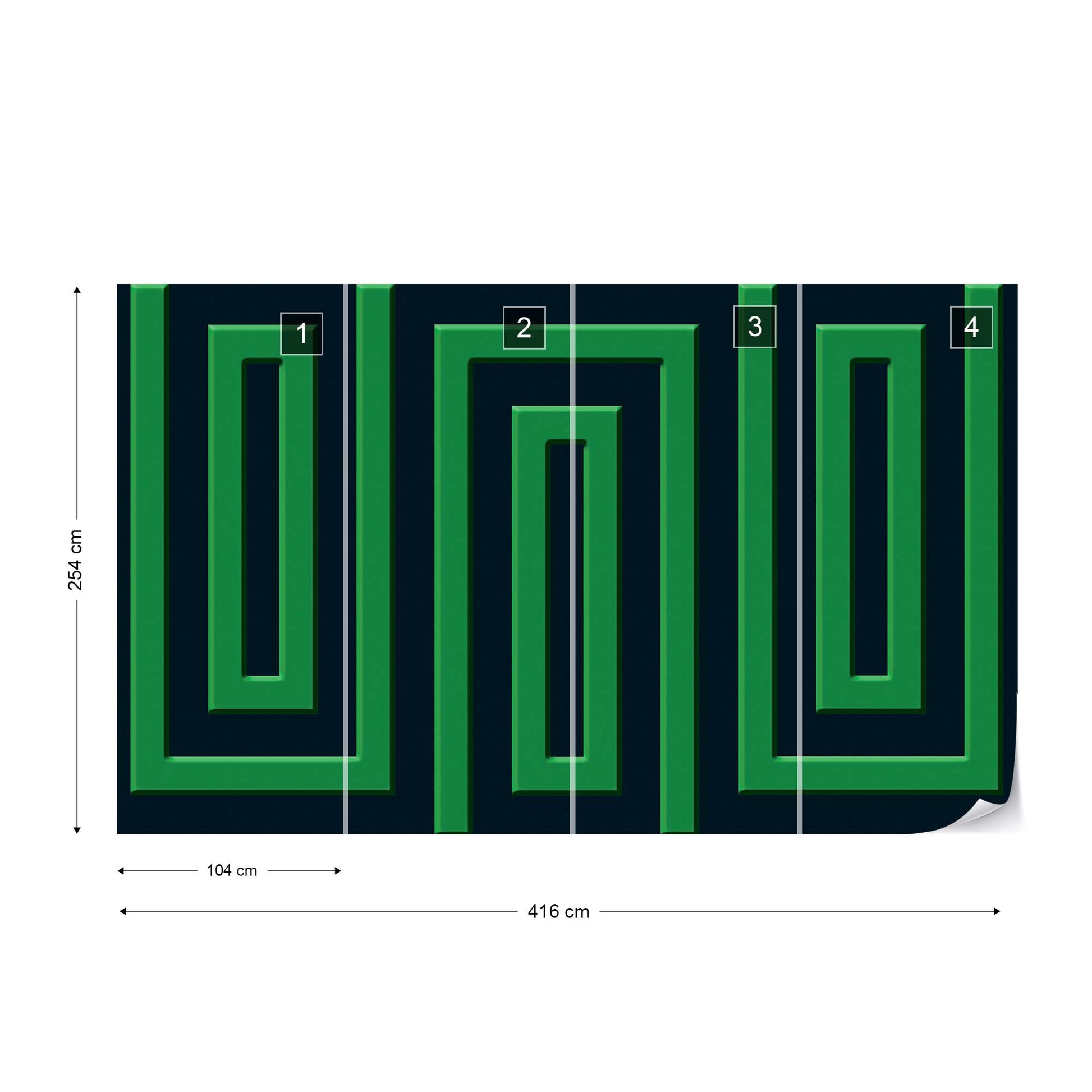 Green And Black Geometric Pattern Photo Wallpaper Wall Mural - USTAD HOME