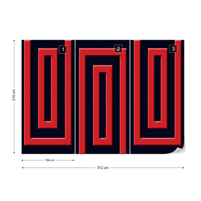 Red And Black Geometric Pattern Photo Wallpaper Wall Mural - USTAD HOME