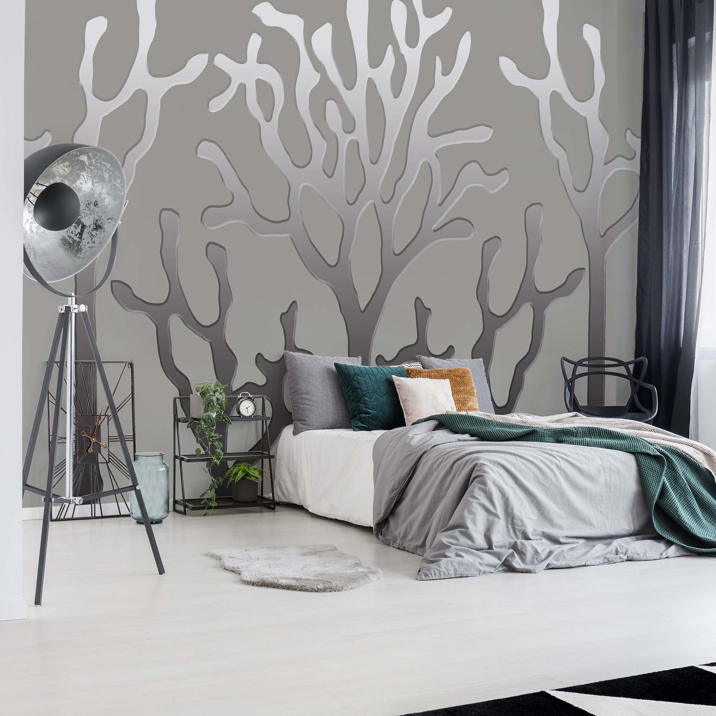 Tree Silhouette Modern Design Photo Wallpaper Wall Mural - USTAD HOME
