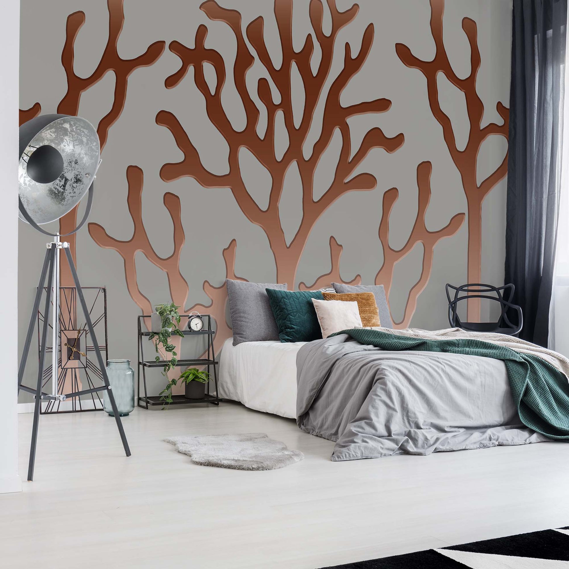 Tree Silhouette Modern Design Photo Wallpaper Wall Mural - USTAD HOME