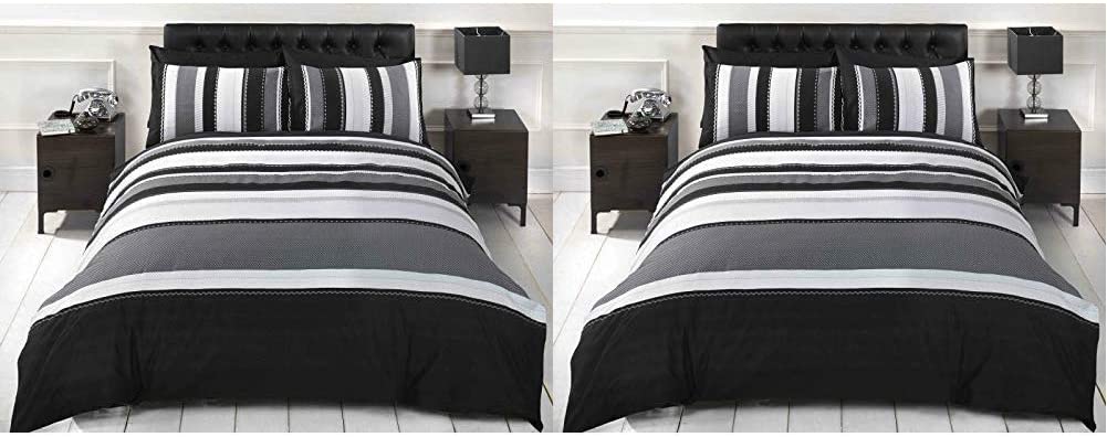 Striped Quilt Duvet Cover Pillowcase Bed Set - USTAD HOME