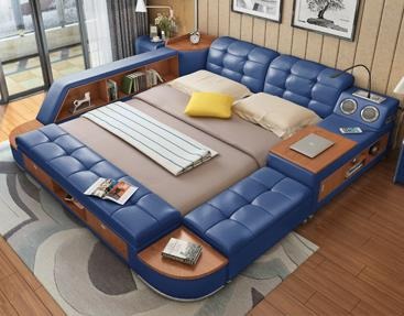 Soft Leather Smart Bed - USTAD HOME