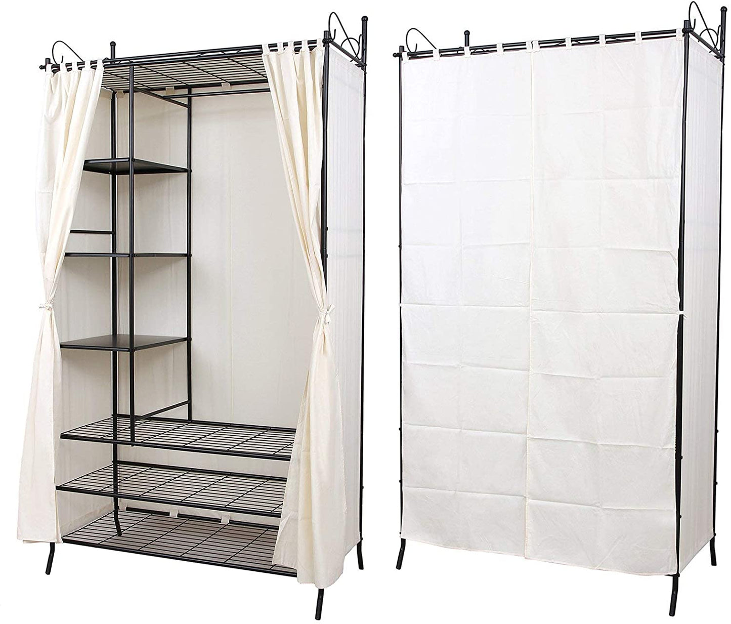 Wardrobe Cupboard Hanging Rail with Metal Frame and Cover - USTAD HOME