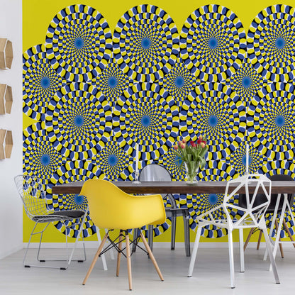 Optical Illusion Yellow Photo Wallpaper Wall Mural - USTAD HOME