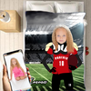 Personalised American Footballer Girl Blanket - USTAD HOME