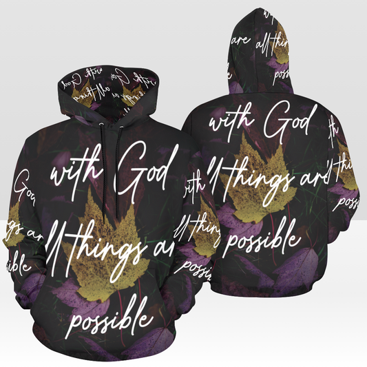 Inspirational "With God all things are possible" Style-1 Print Unisex Hoodie - USTAD HOME