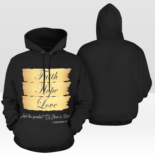 Motivational and Inspirational "FAITH HOPE LOVE" Print Unisex Hoodie - USTAD HOME