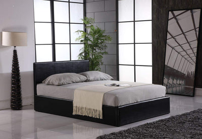 Ottoman Storage Faux Leather Bed Frame - USTAD HOME