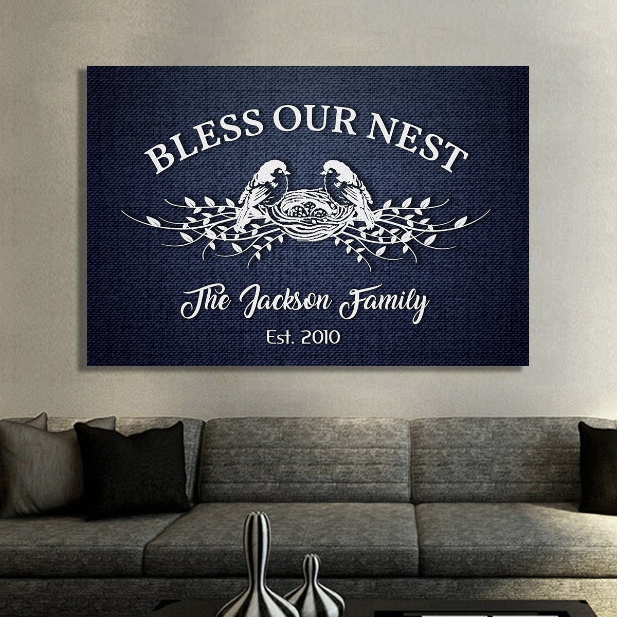 Graceful "GOD BLESS MY FAMILY" Canvas - USTAD HOME