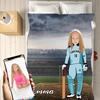Personalised Cricketer Girl Blanket - USTAD HOME