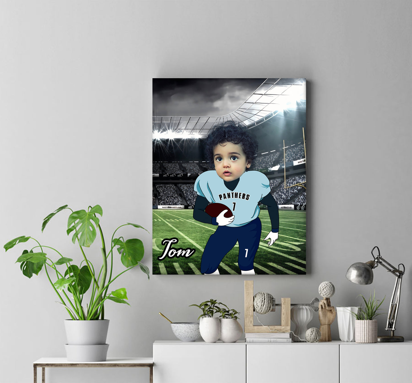 Personalised American Footballer Boy Canvas Print - USTAD HOME
