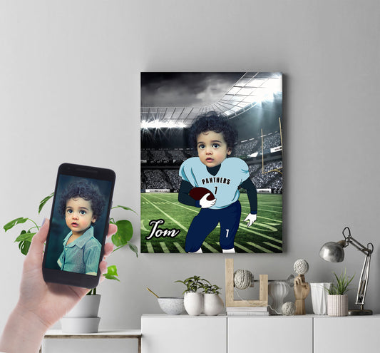 Personalised American Footballer Boy Canvas Print - USTAD HOME