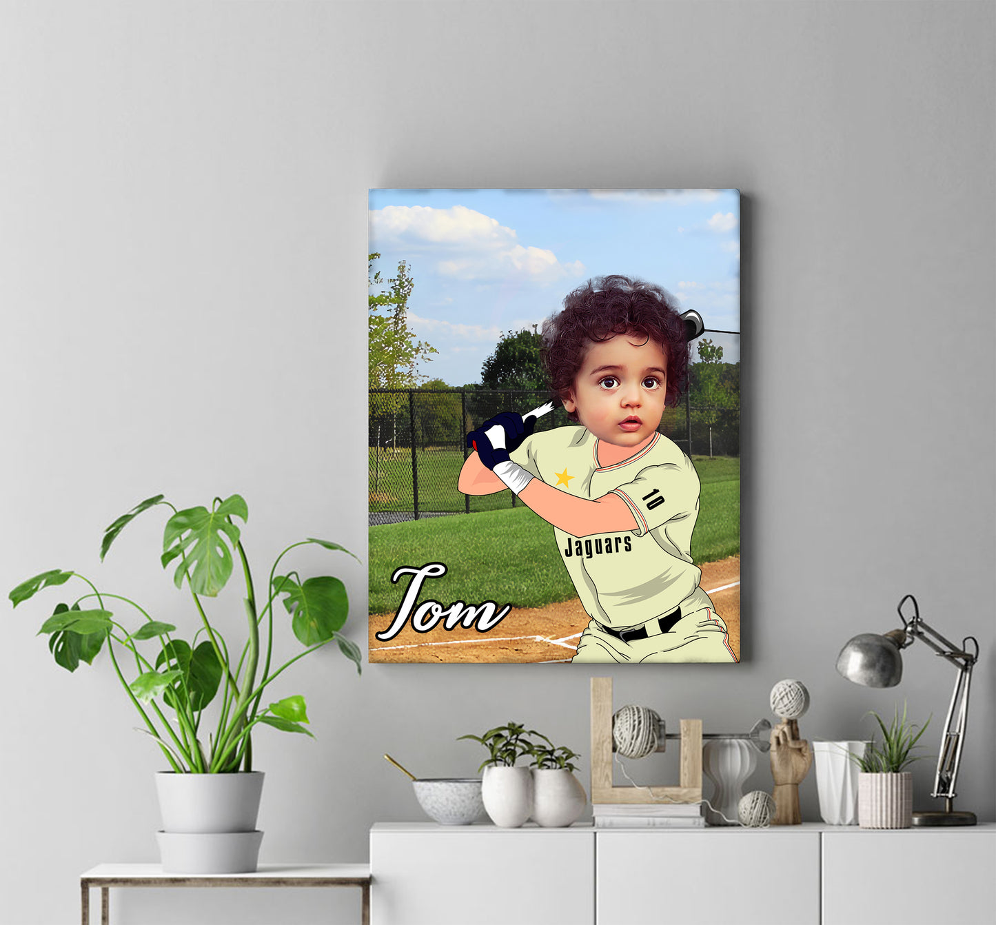 Personalised Baseball Boy Canvas Print - USTAD HOME