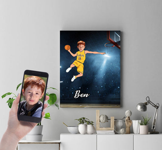 Personalised Basketball Boy Canvas Print - USTAD HOME