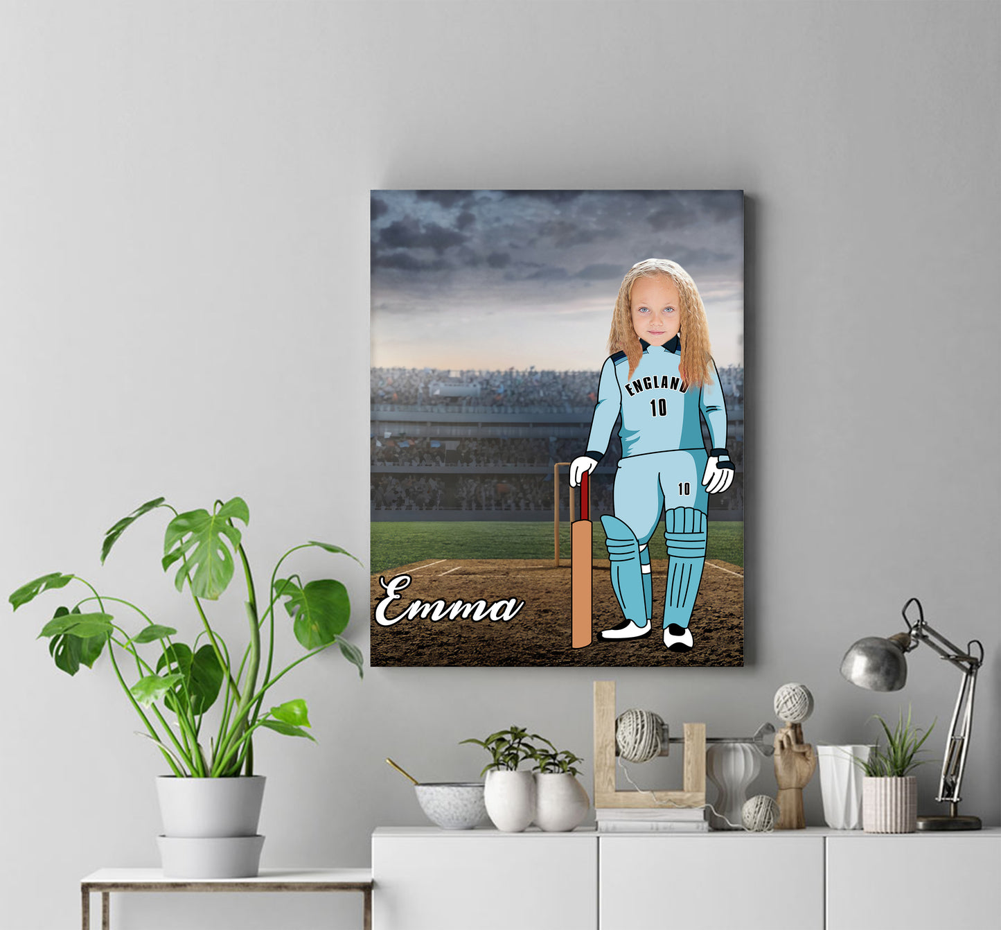 Personalised Cricket Girl Canvas Print - USTAD HOME