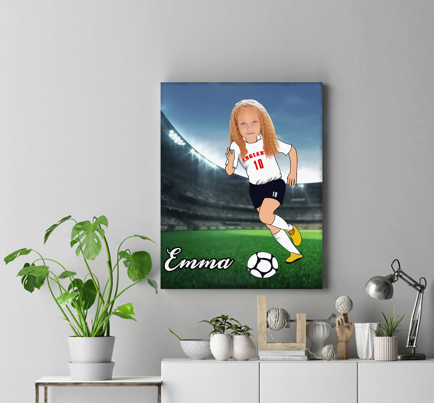 Personalised Footballer Girl Canvas Print - USTAD HOME