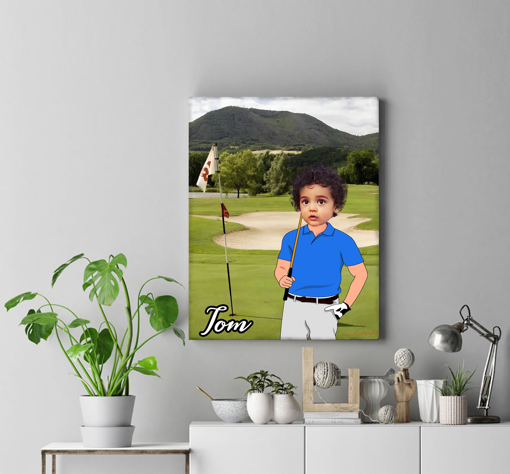 Personalised Golf Boy Canvas Print - USTAD HOME