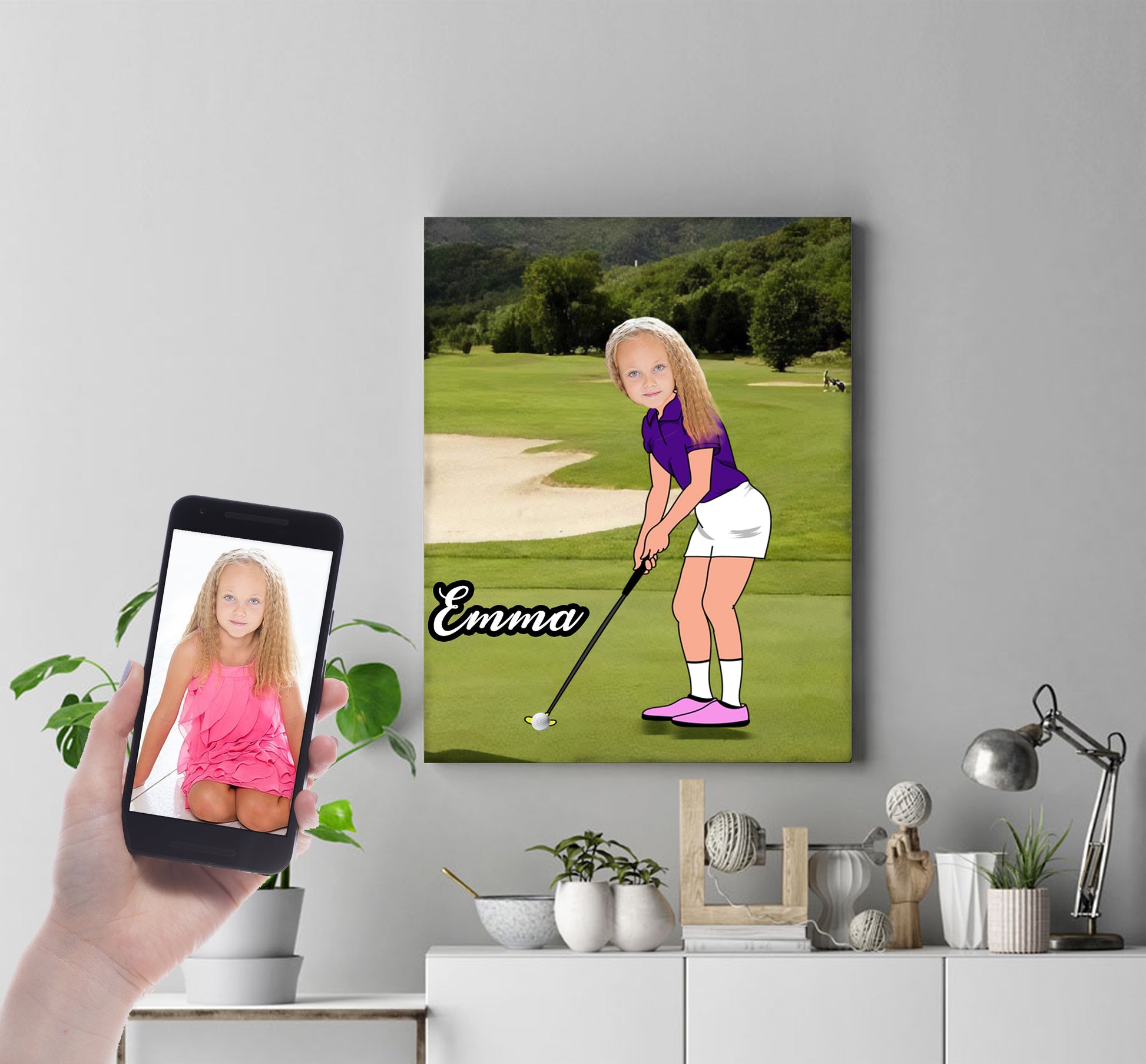 Personalised Golf Girl Canvas Print - USTAD HOME