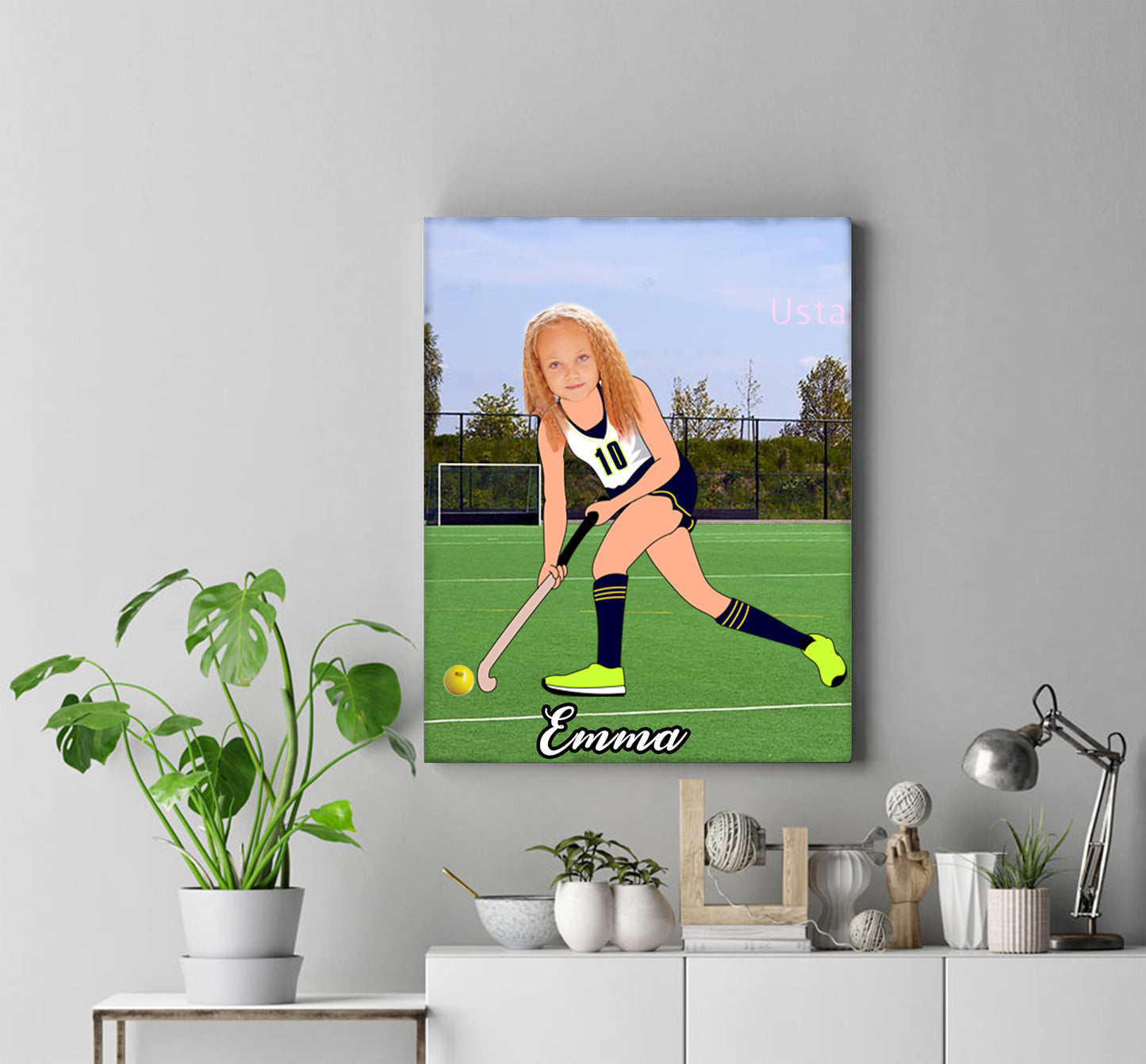 Personalised Hockey Girl Canvas Print - USTAD HOME