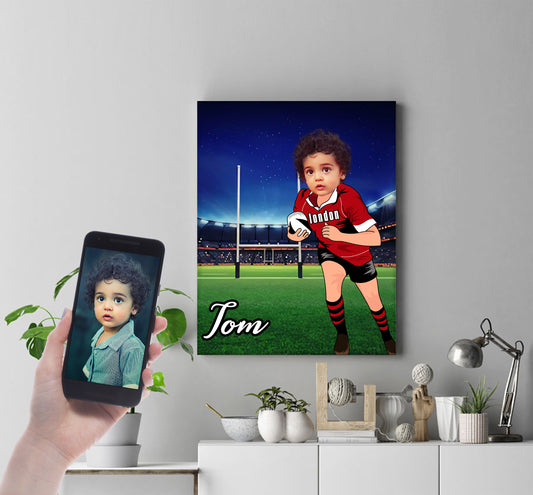 Personalised Rugby Boy Canvas Print - USTAD HOME
