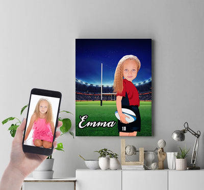 Personalised Rugby Girl Canvas Print - USTAD HOME