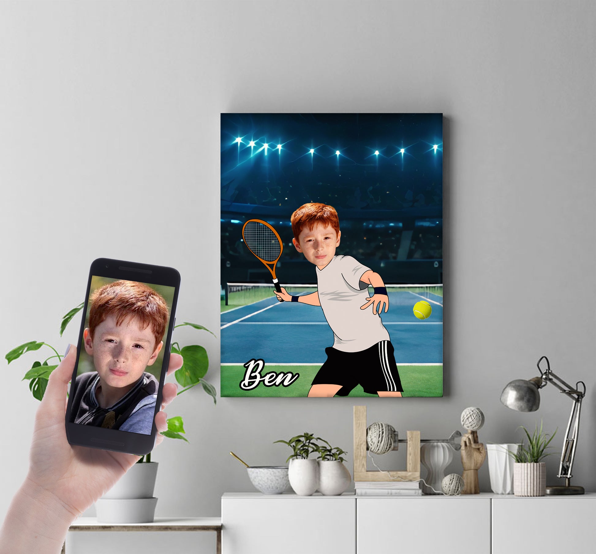Personalised Tennis Boy Canvas Print - USTAD HOME