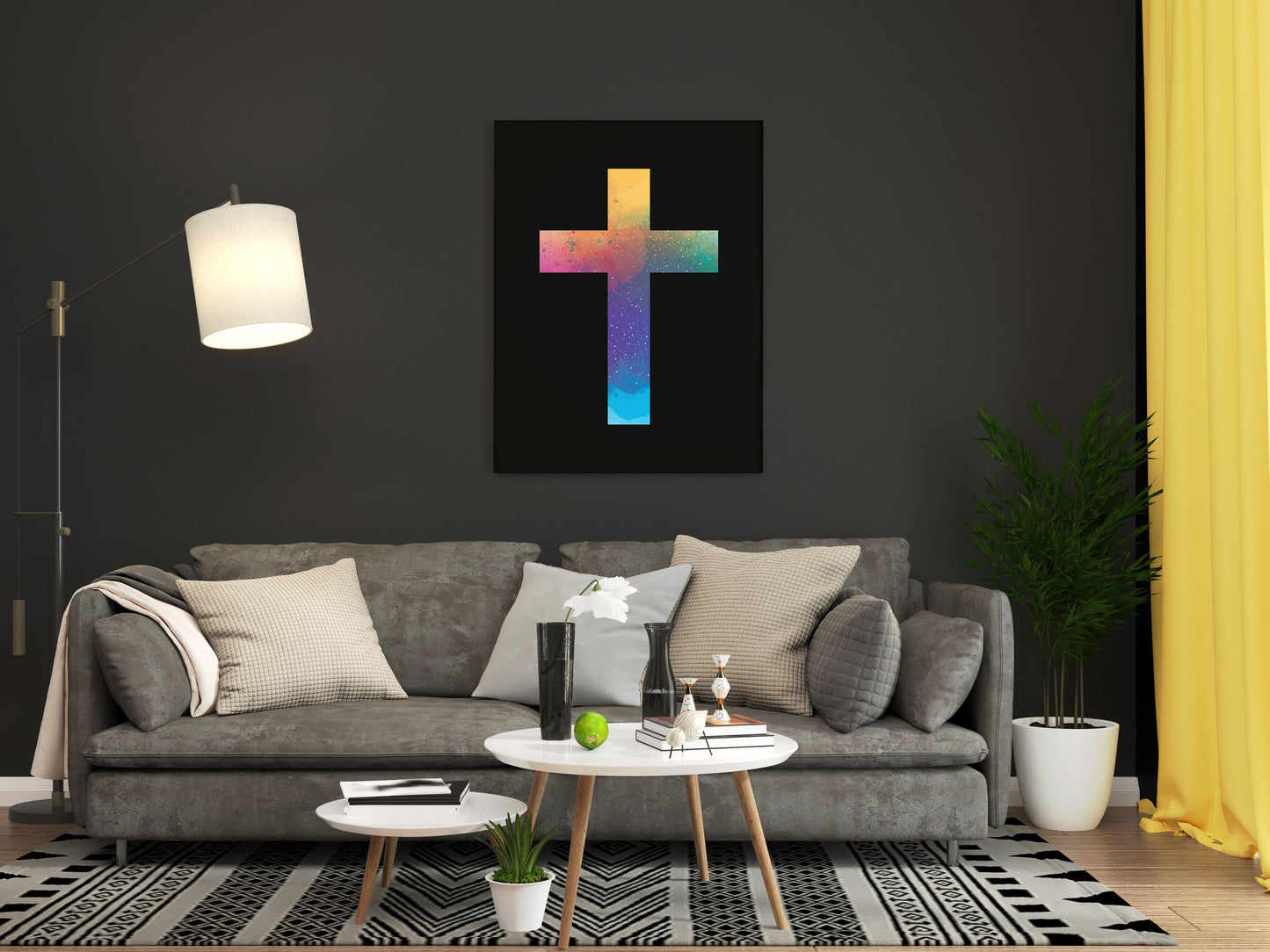 Powerful "Christian Cross" Black Canvas Print - USTAD HOME
