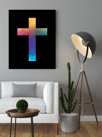 Powerful "Christian Cross" Black Canvas Print - USTAD HOME