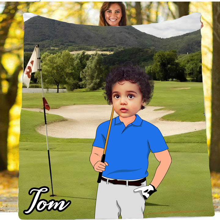 Personalised Golf Player Boy Blanket - USTAD HOME
