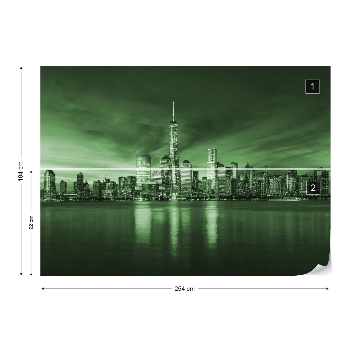 New York City Sunrise in Green Wallpaper - USTAD HOME