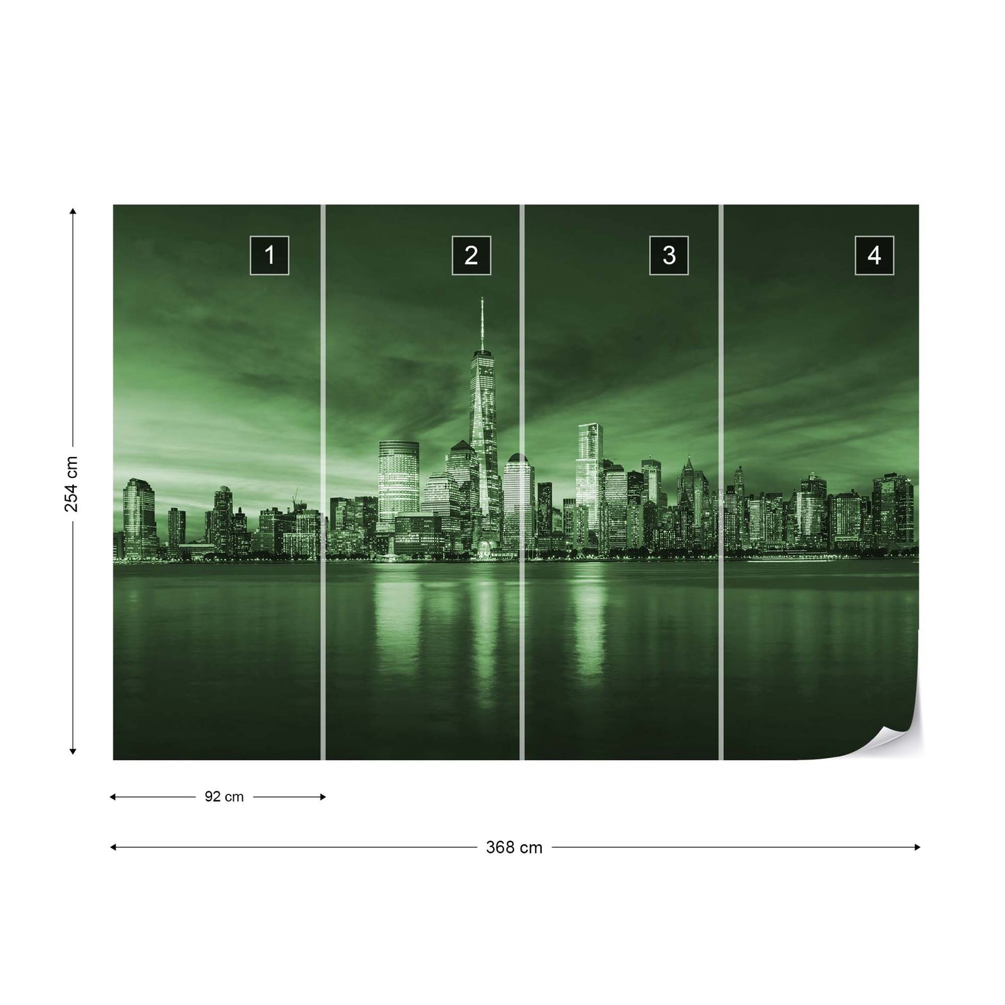 New York City Sunrise in Green Wallpaper - USTAD HOME