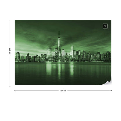 New York City Sunrise in Green Wallpaper - USTAD HOME