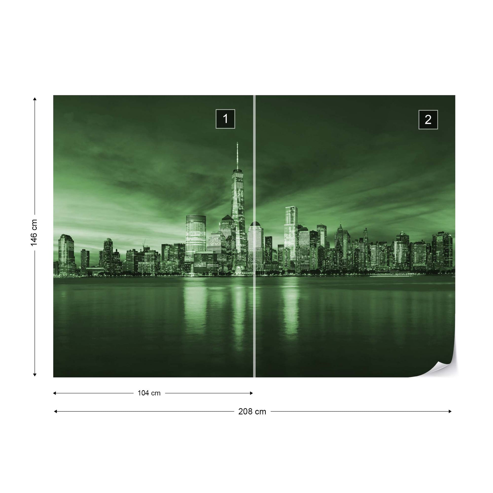 New York City Sunrise in Green Wallpaper - USTAD HOME