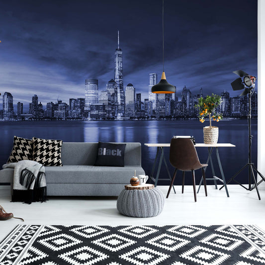 New York City Sunrise in Blue Wallpaper - USTAD HOME