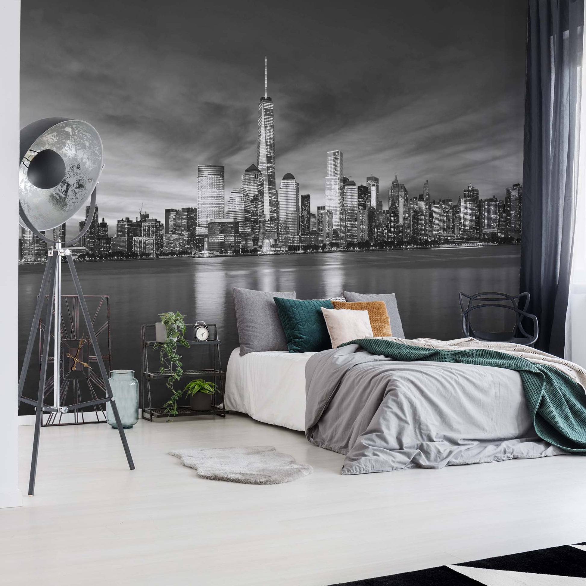 New York City Sunrise in Black and White Wallpaper - USTAD HOME