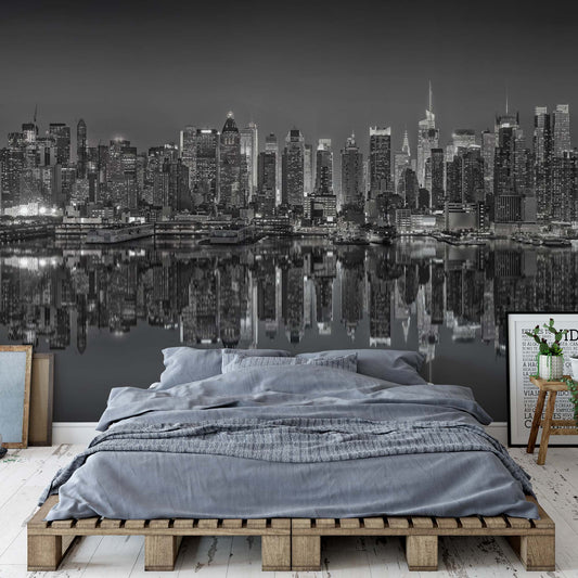 New York Reflections in Black and White Wallpaper Waterproof for Rooms Bathroom Kitchen - USTAD HOME