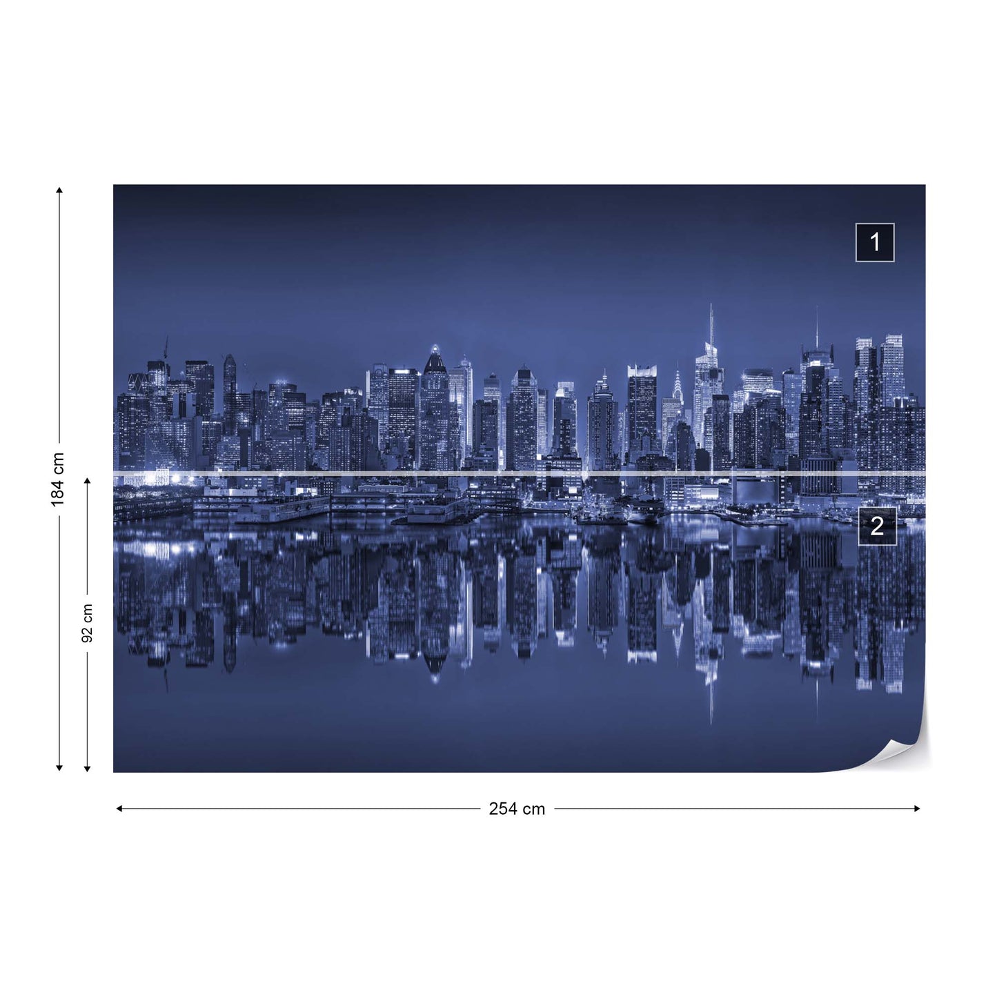 New York Reflections in Blue Wallpaper Waterproof for Rooms Bathroom Kitchen - USTAD HOME