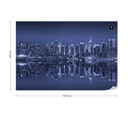 New York Reflections in Blue Wallpaper Waterproof for Rooms Bathroom Kitchen - USTAD HOME