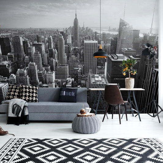 Empire State View in Black and White Wallpaper Waterproof for Rooms Bathroom Kitchen - USTAD HOME