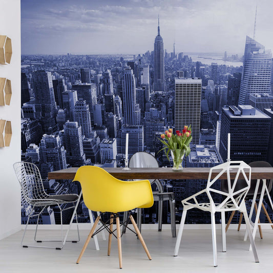 Empire State View in Blue Wallpaper - USTAD HOME