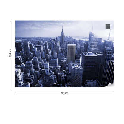 Empire State View in Blue Wallpaper - USTAD HOME
