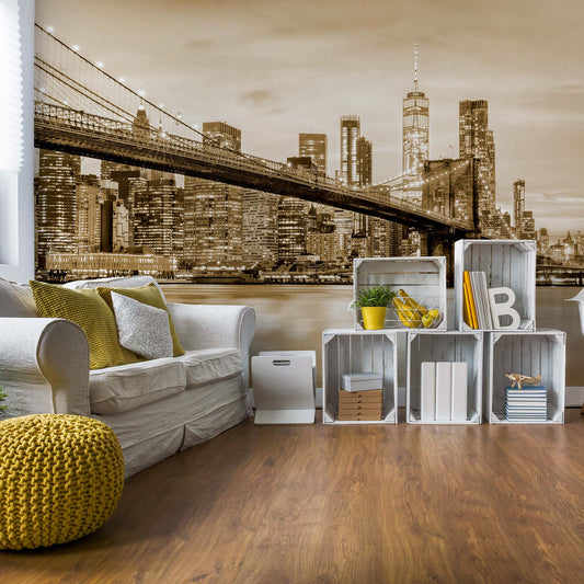 Brooklyn Bridge NYC in Sepia Wallpaper - USTAD HOME