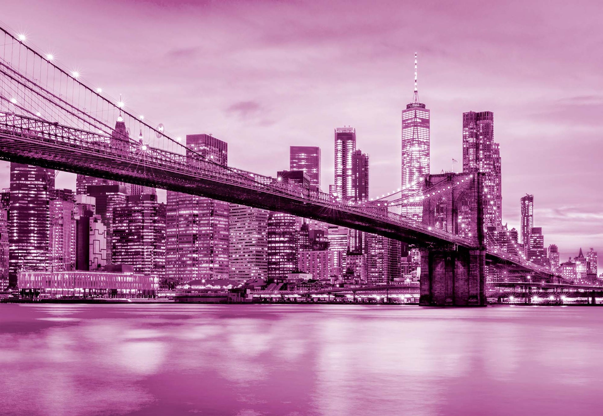 Brooklyn Bridge NYC in Pink Wallpaper Waterproof for Rooms Bathroom Kitchen - USTAD HOME