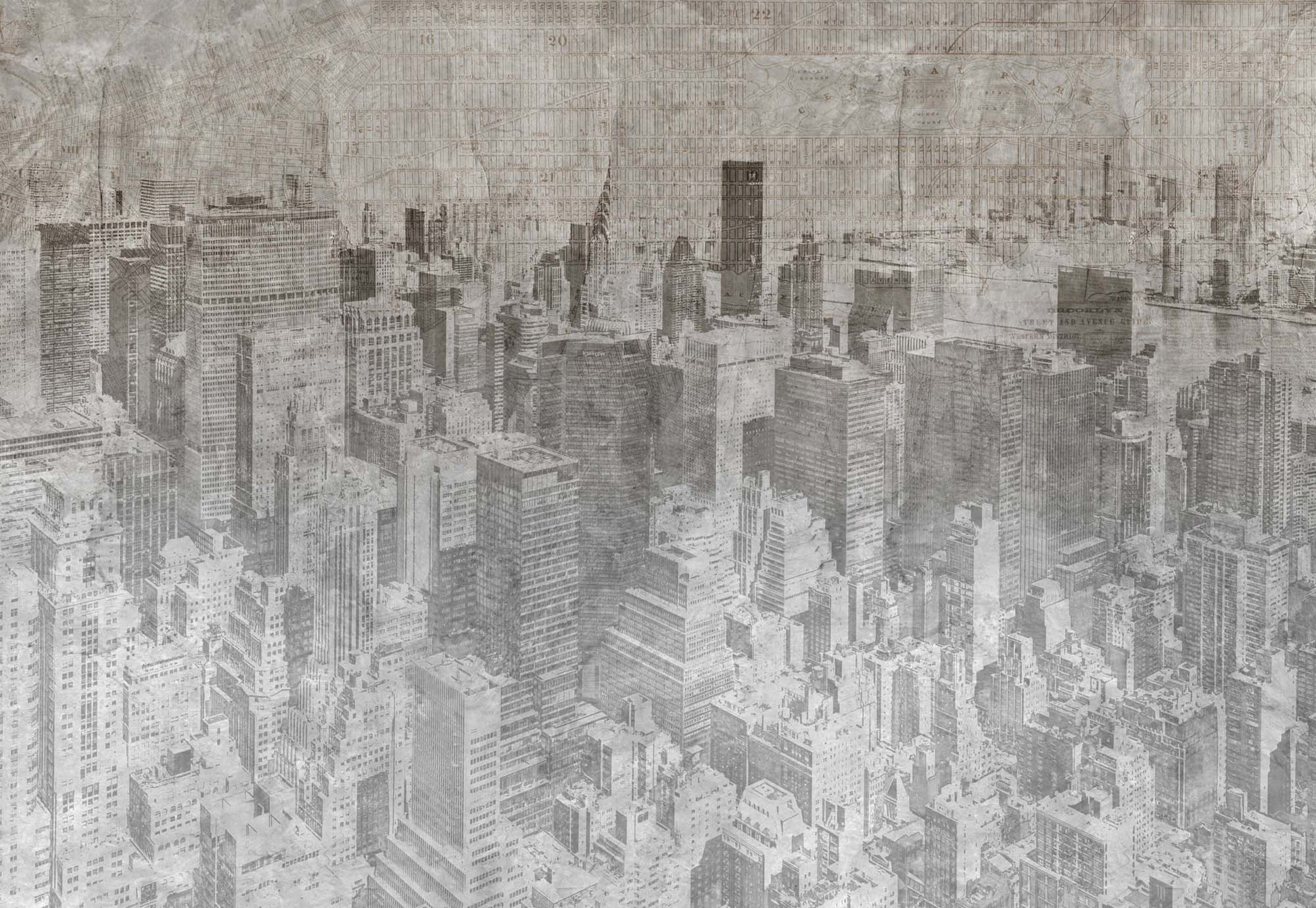 New York City Grunge I Mono Wallpaper Waterproof for Rooms Bathroom Kitchen - USTAD HOME