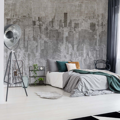 New York City Grunge I Mono Wallpaper Waterproof for Rooms Bathroom Kitchen - USTAD HOME